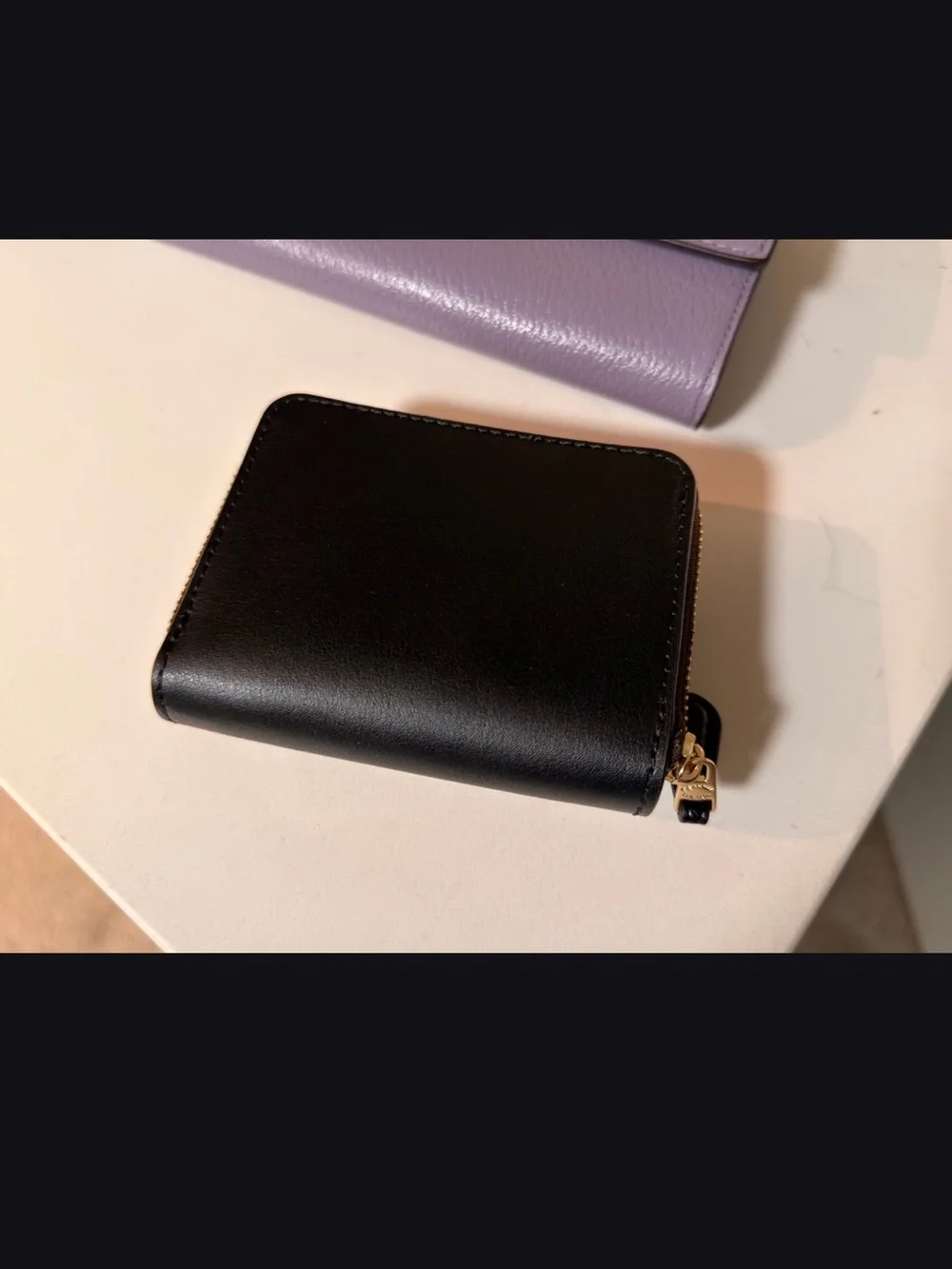 Coach Brown Signature Canvas Small Trifold Wallet with Black Trim